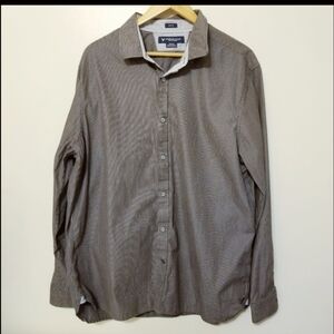 AE Outfitters Men's Brown Striped Slim Fit Button Up Longsleeve Shirt XXL Office